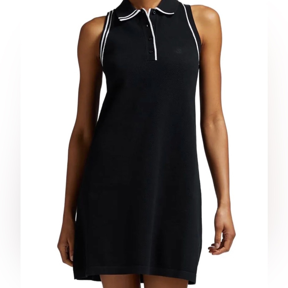 G/Fore Womens Fully Fashioned Pique Sleeveless Polo Golf Dress Cotton L Onyx NWT